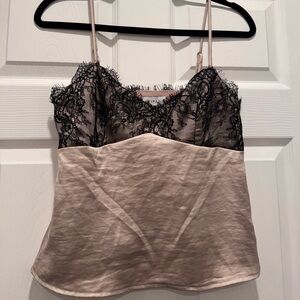 Lucy Paris Champagne Top Ada Black Lace